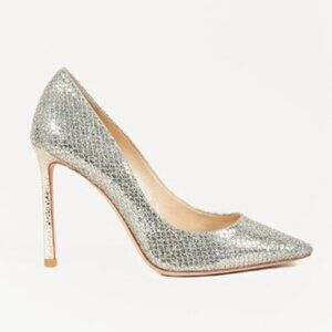 Jimmy Choo Silver Glitter Snakeprint Pumps